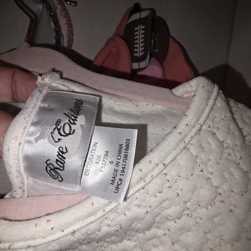 Rare Editions Cream Quilted Long-Sleeve Dress & Brown&White Legging